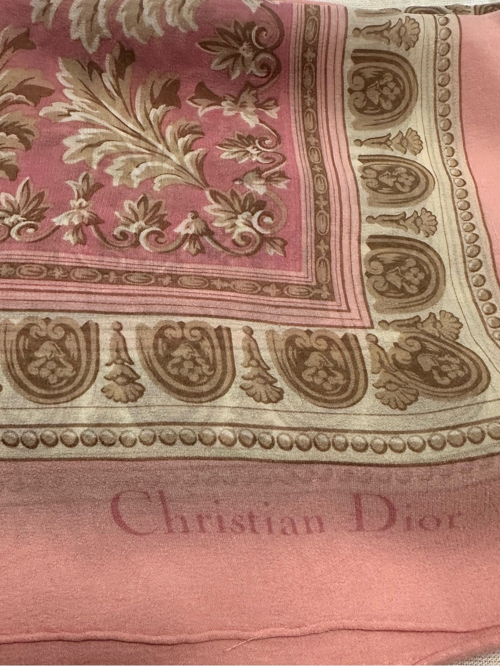 Dior Pink Silk Scarf